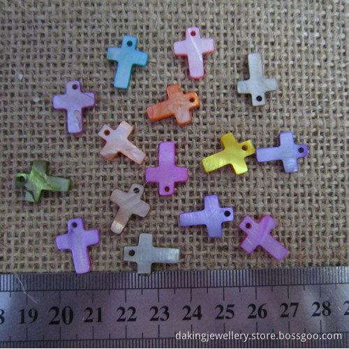 Small Colorful Mother of Pearl Cross, Shell Cross Charms